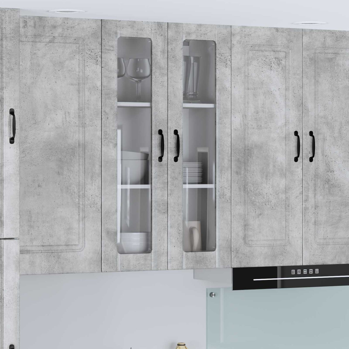Fali üveges szekrény LUCCA Betonszürke 60 x 31 x 100 cm
