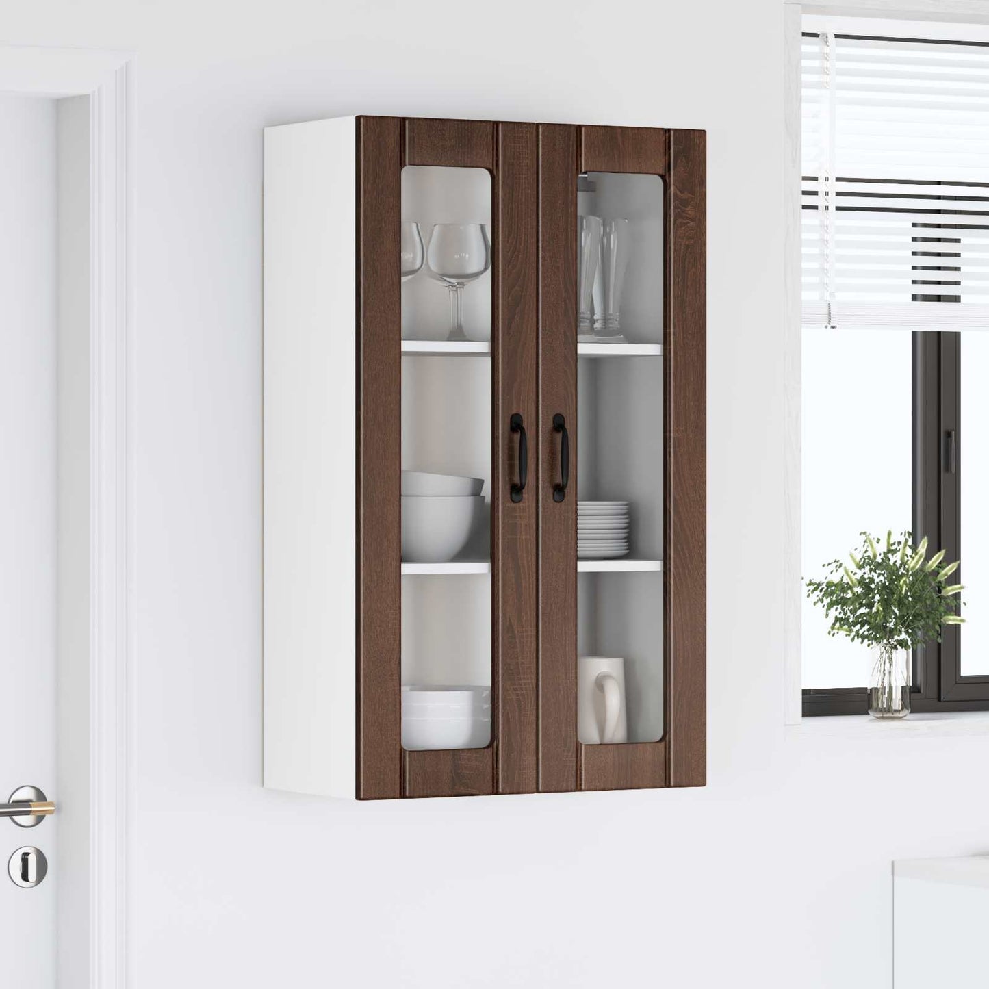 Fali üveges szekrény LUCCA Barna Tölgy 60 x 31 x 100 cm