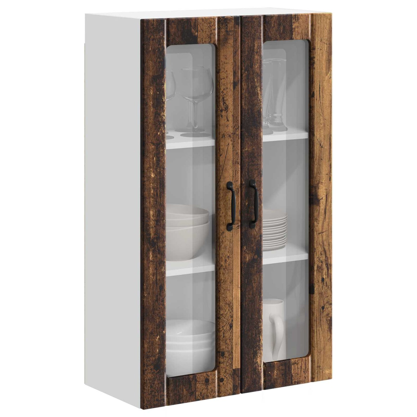 Fali üveges szekrény LUCCA Antik Fa 60 x 31 x 100 cm Szerelt Fa