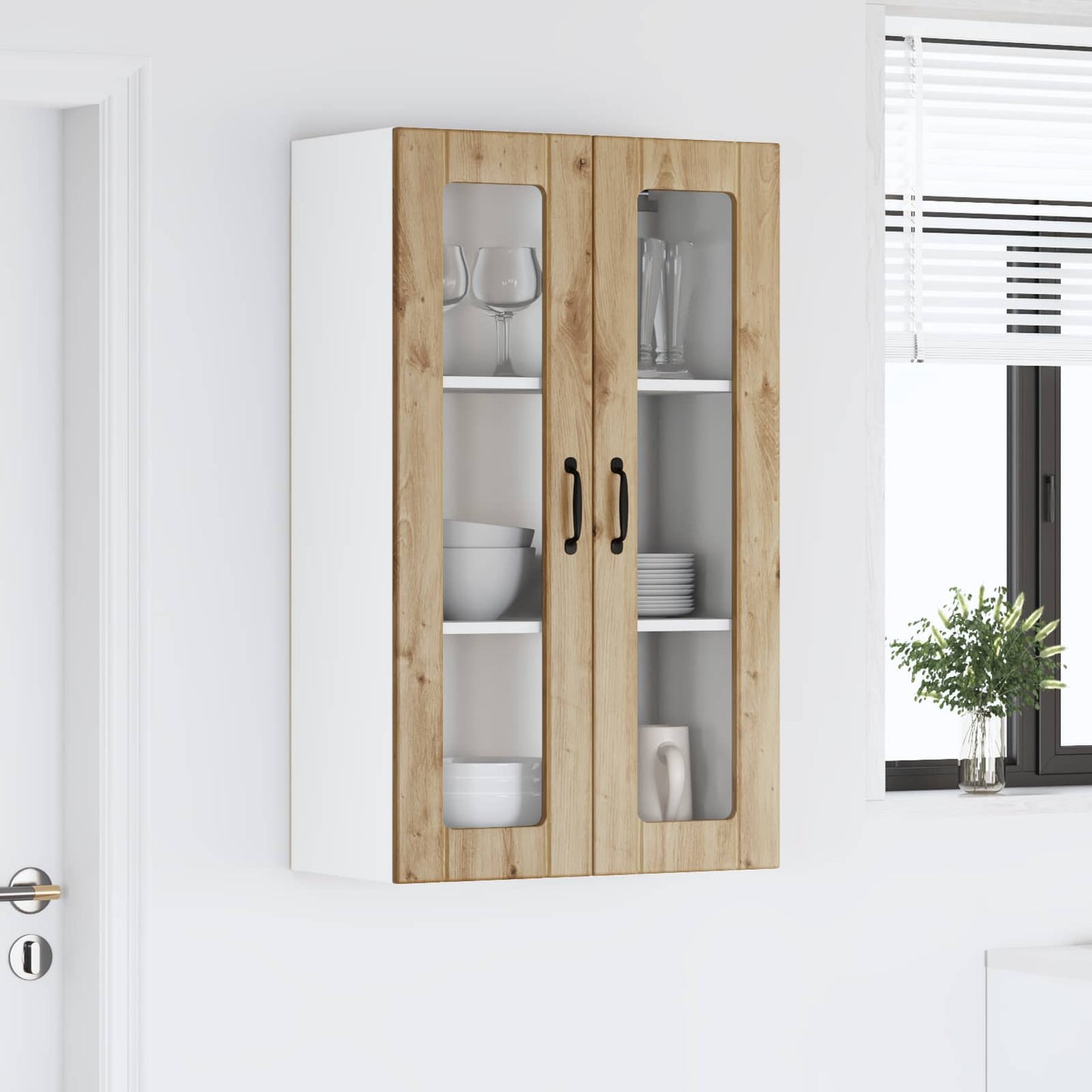 Fali üveges szekrény LUCCA Kézműves Tölgy 60 x 31 x 100 cm