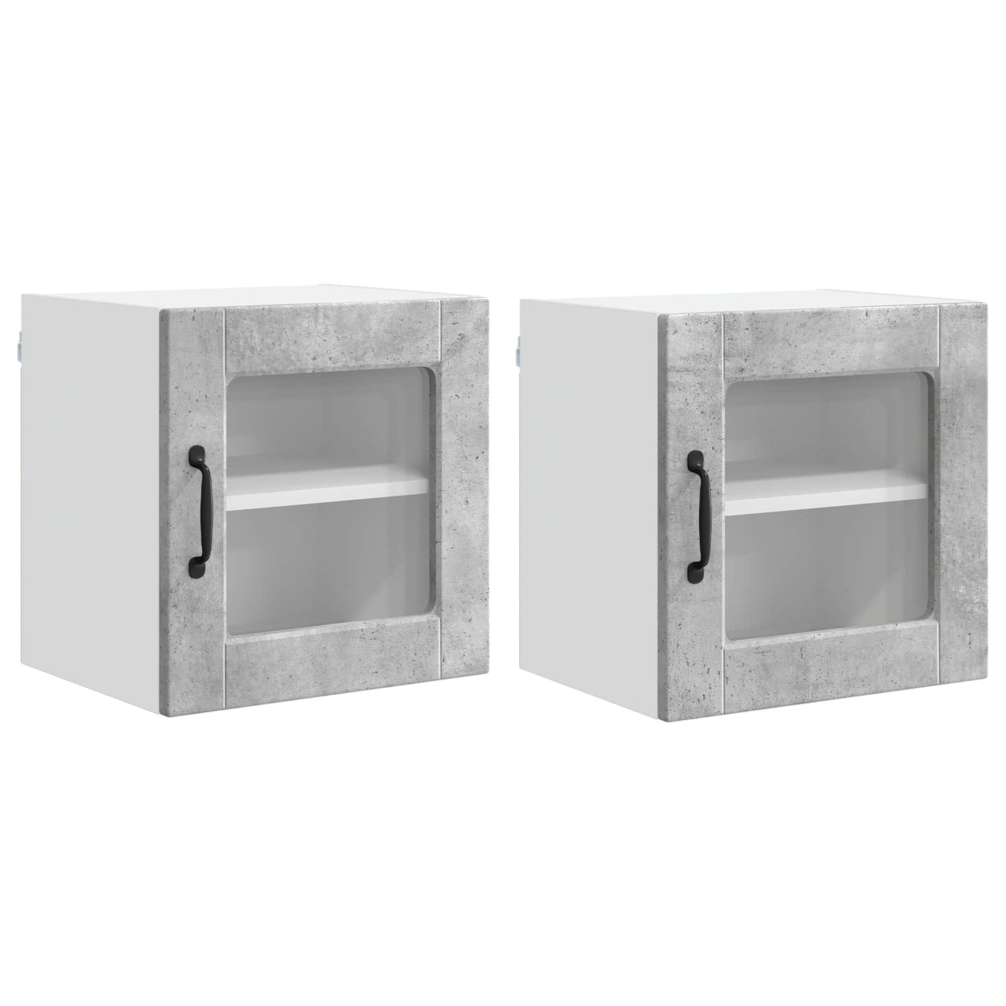 Fali üveges szekrény PORTO 2 pcs Beton Szürke Szerelt Fa