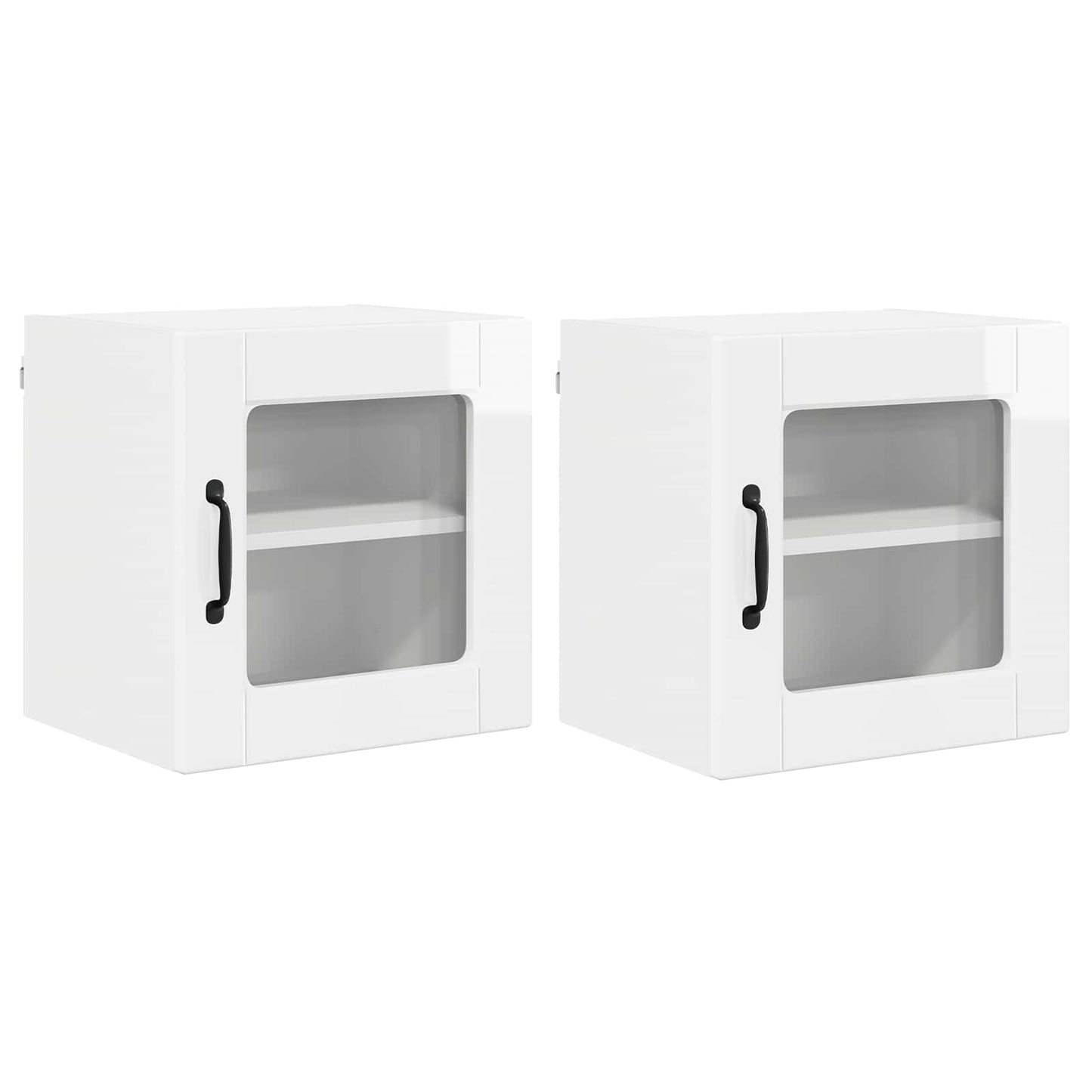 Fali üveges szekrény PORTO 2 pcs Magas Fényű Fehér Szerelt Fa