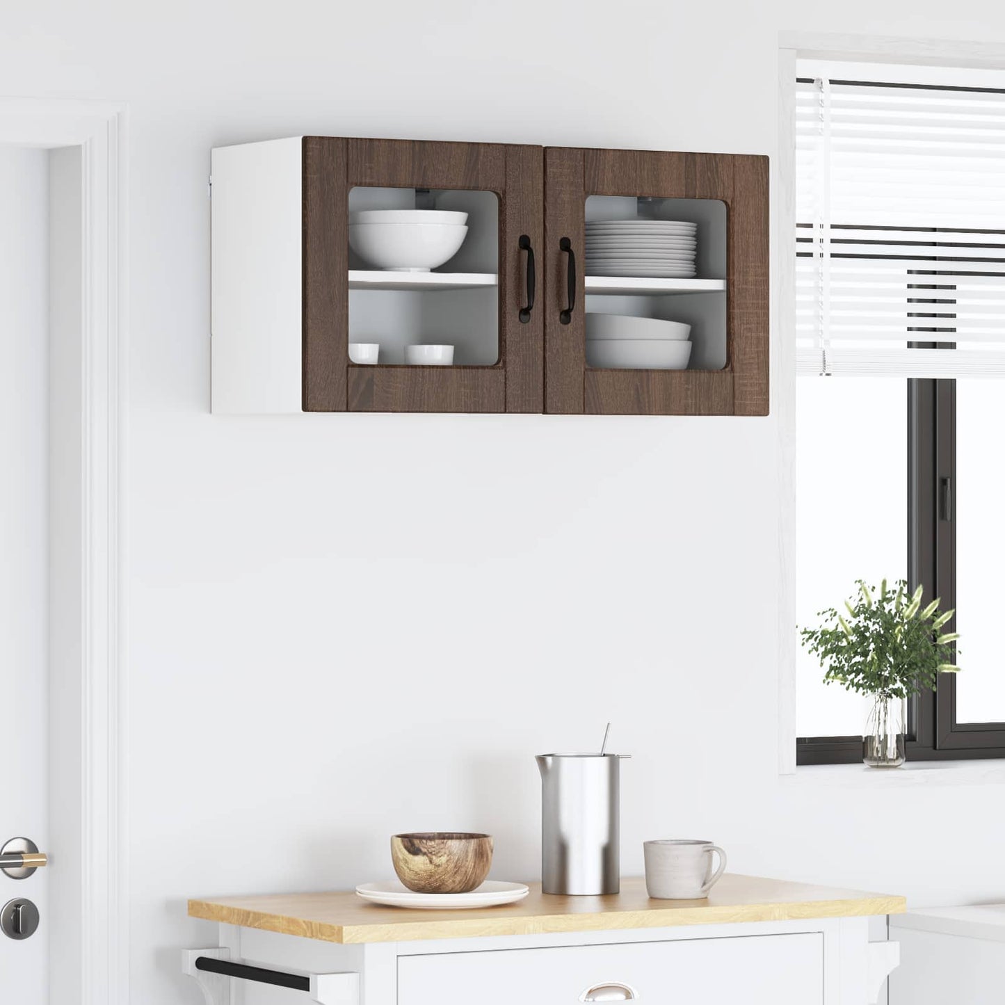 Fali üveges szekrény PORTO 2 pcs Barna Tölgy 40 x 31 x 40 cm