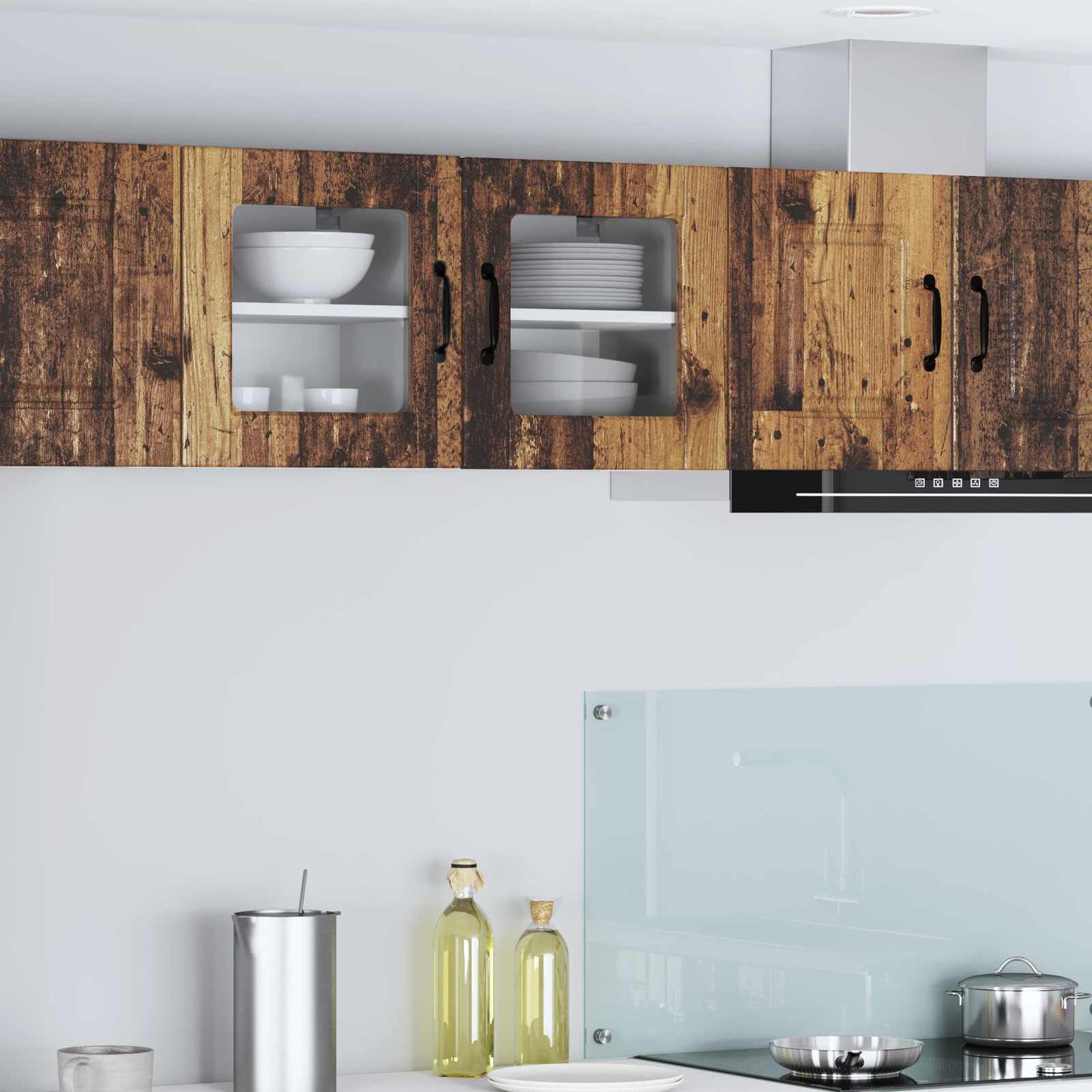 Fali üveges szekrény PORTO 2 pcs Öreg fa 40 x 31 x 40 cm