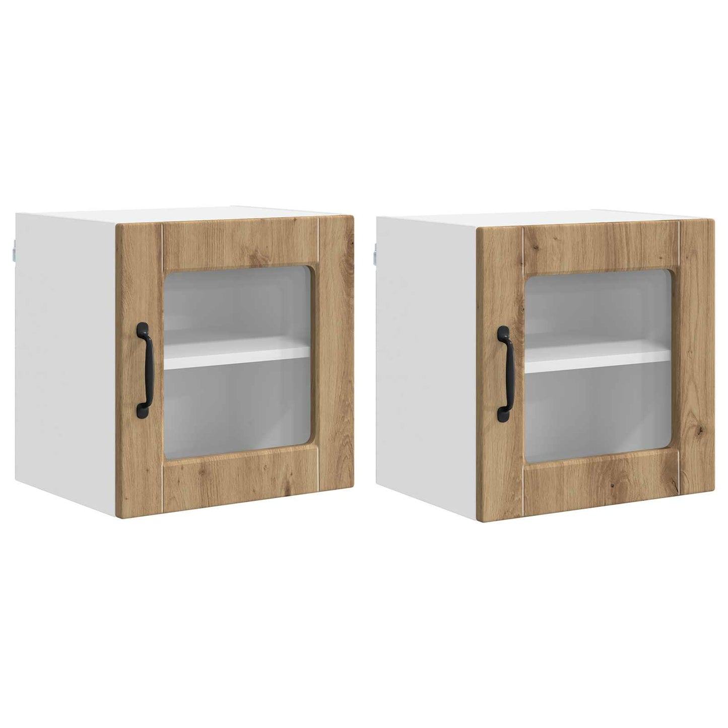 Fali üveges szekrény PORTO 2 pcs Artisan tölgy Szerelt Fa