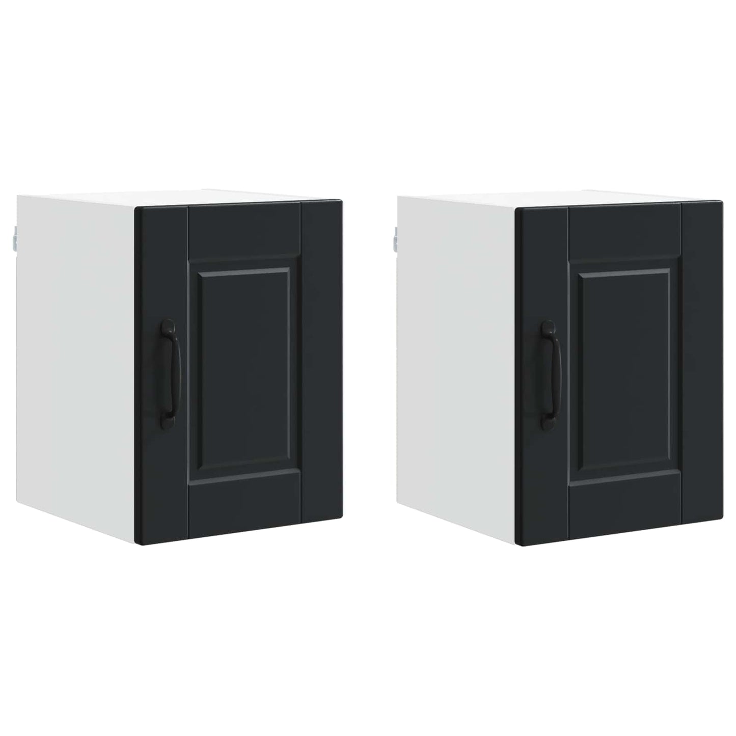 Fali Szekrény PORTO 2 pcs Fekete Szerelt Fa
