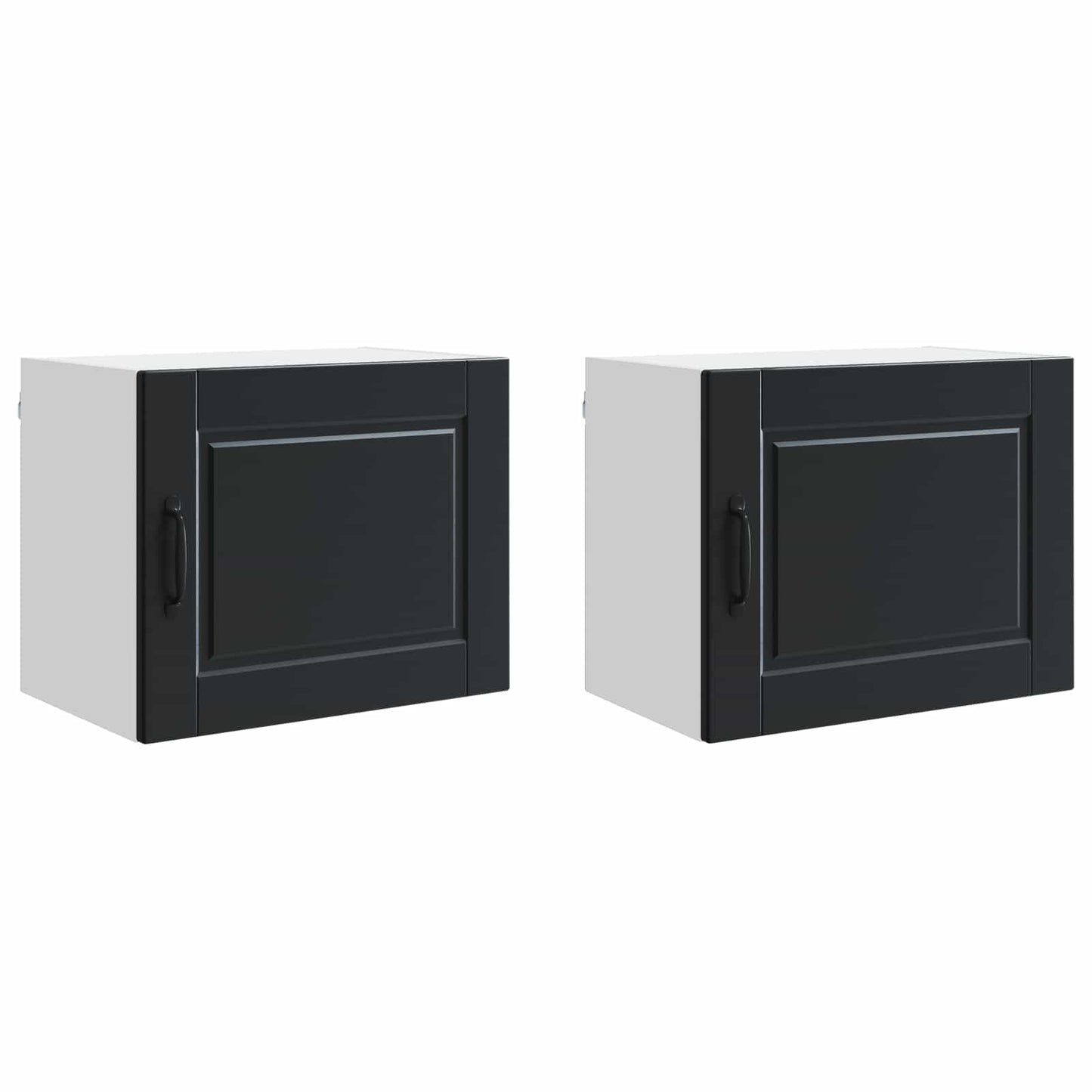 Fali Szekrény PORTO 2 pcs Fekete Szerelt Fa