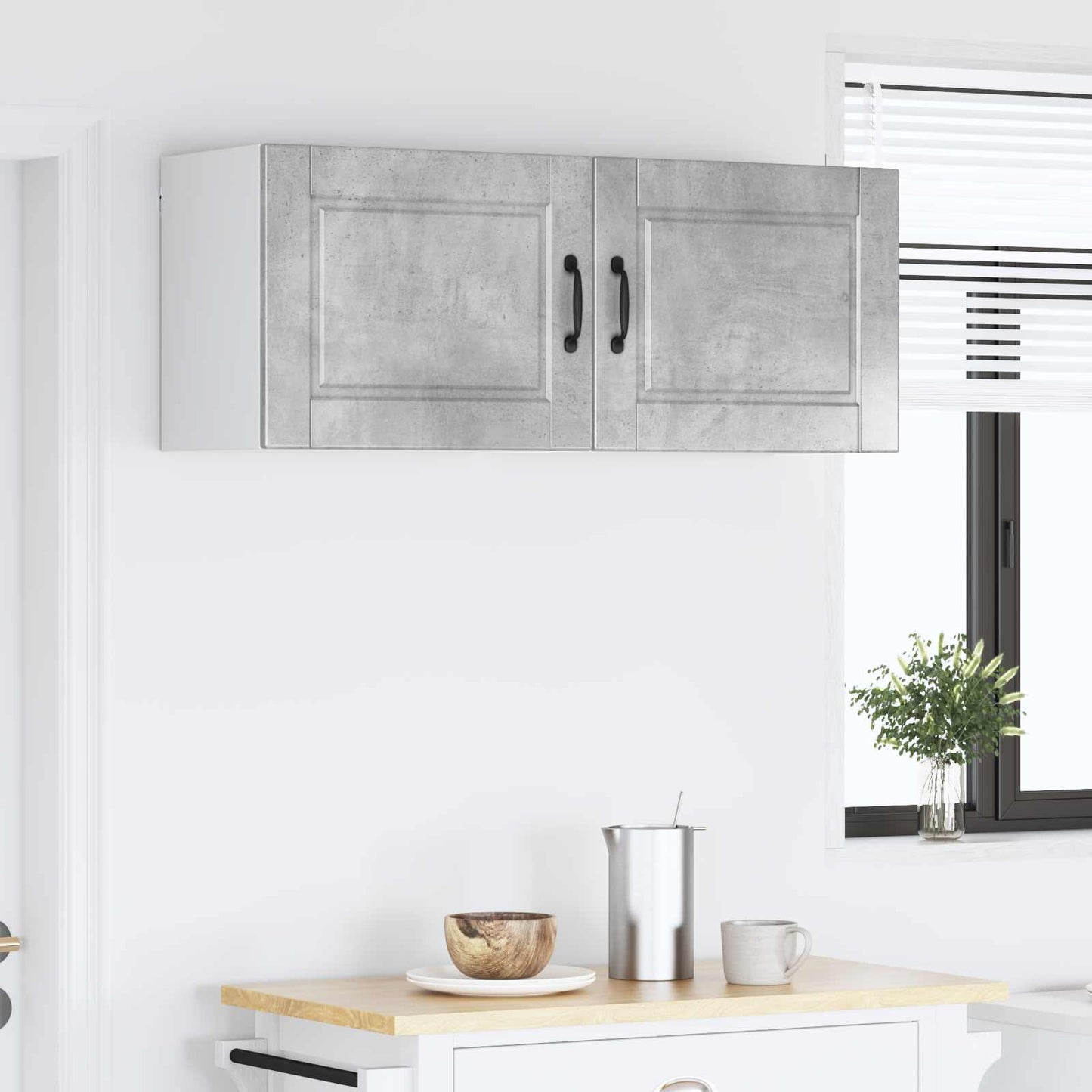 Fali Szekrény PORTO 2 pcs Beton Szürke Szerelt Fa
