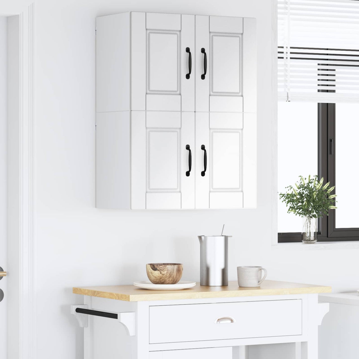 Fali Szekrény PORTO 2 pcs Magas Fényű Fehér Szerelt Fa