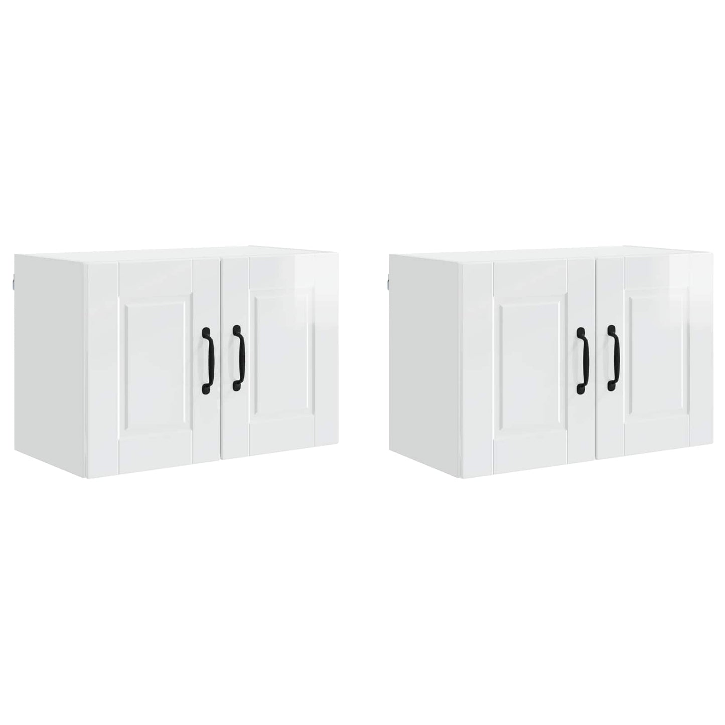 Fali Szekrény PORTO 2 pcs Magas Fényű Fehér Szerelt Fa