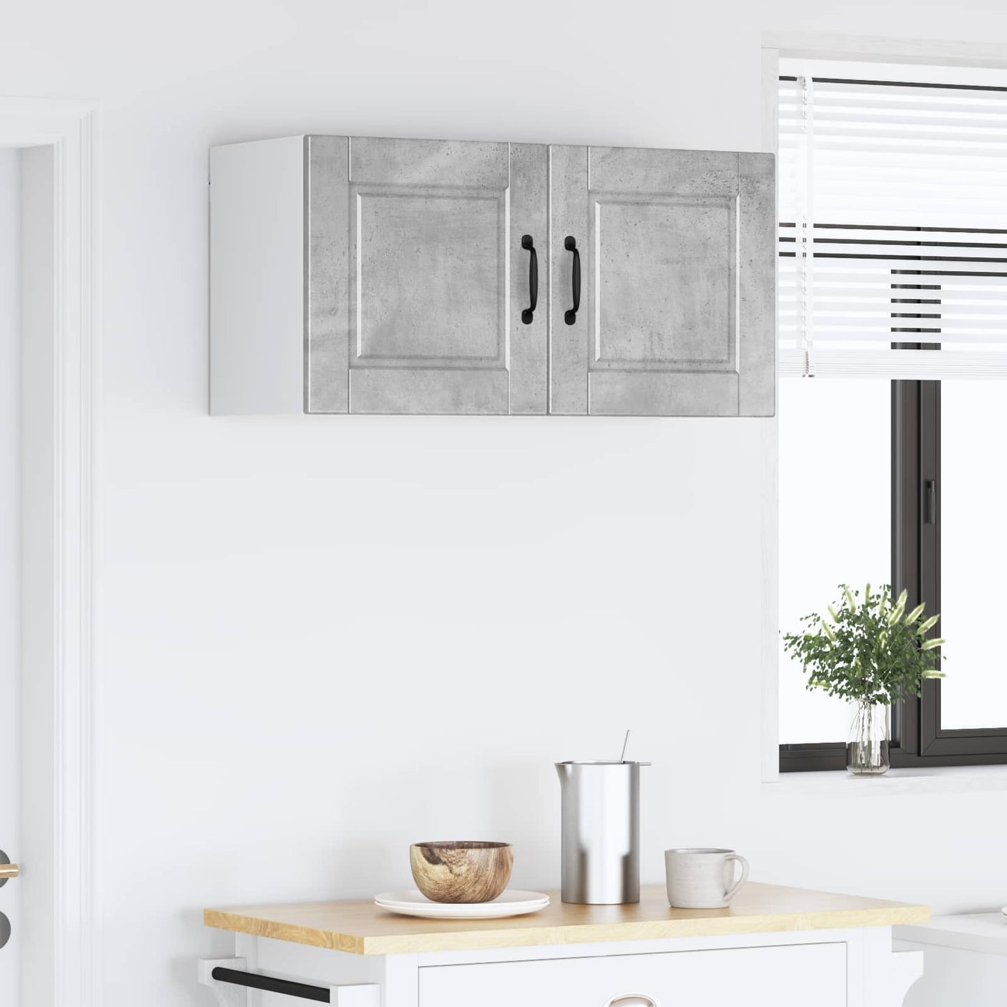 Fali Szekrény PORTO Beton Szürke 80 x 31 x 40 cm Szerelt Fa