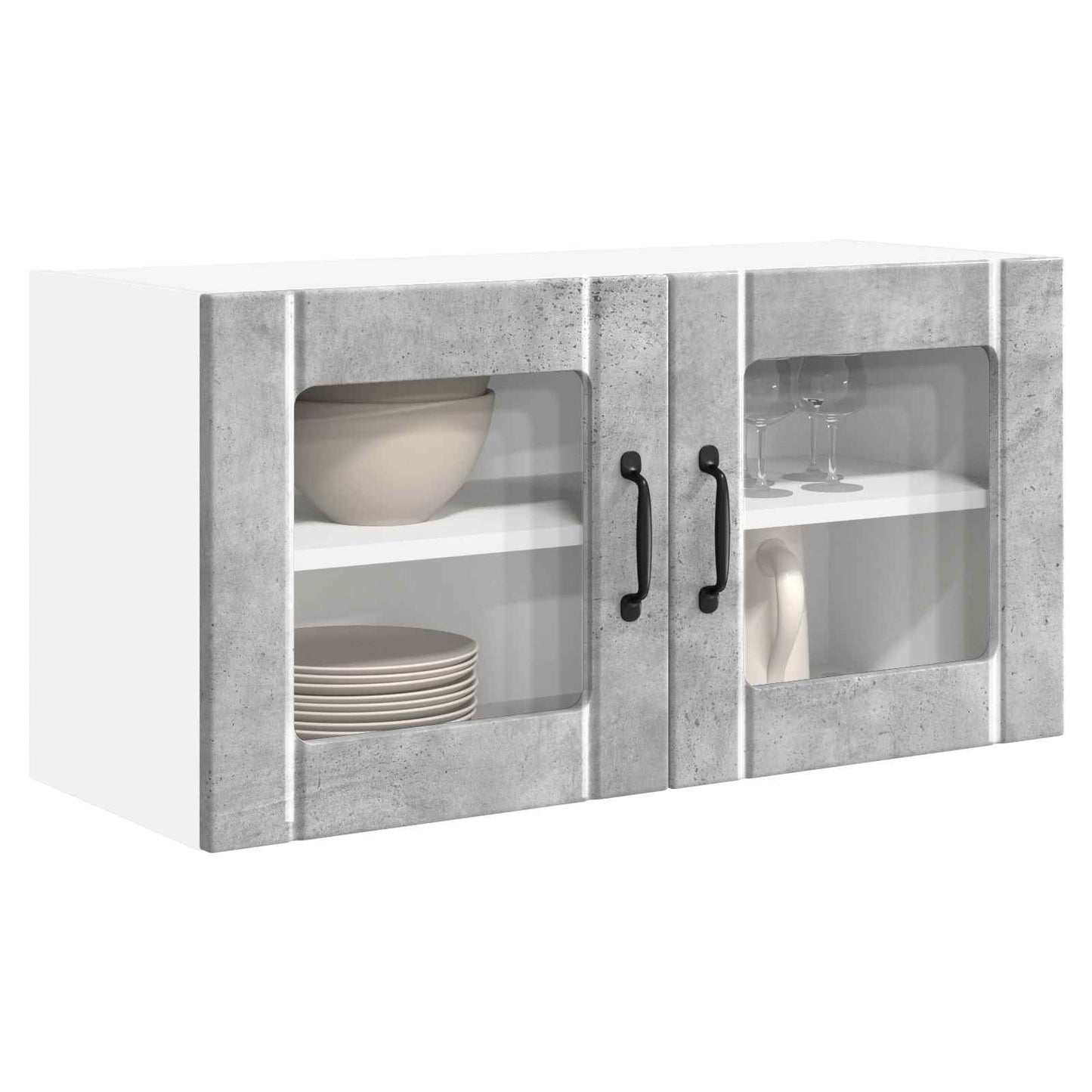 Fali üveges szekrény PORTO Beton Szürke 80 x 31 x 40 cm