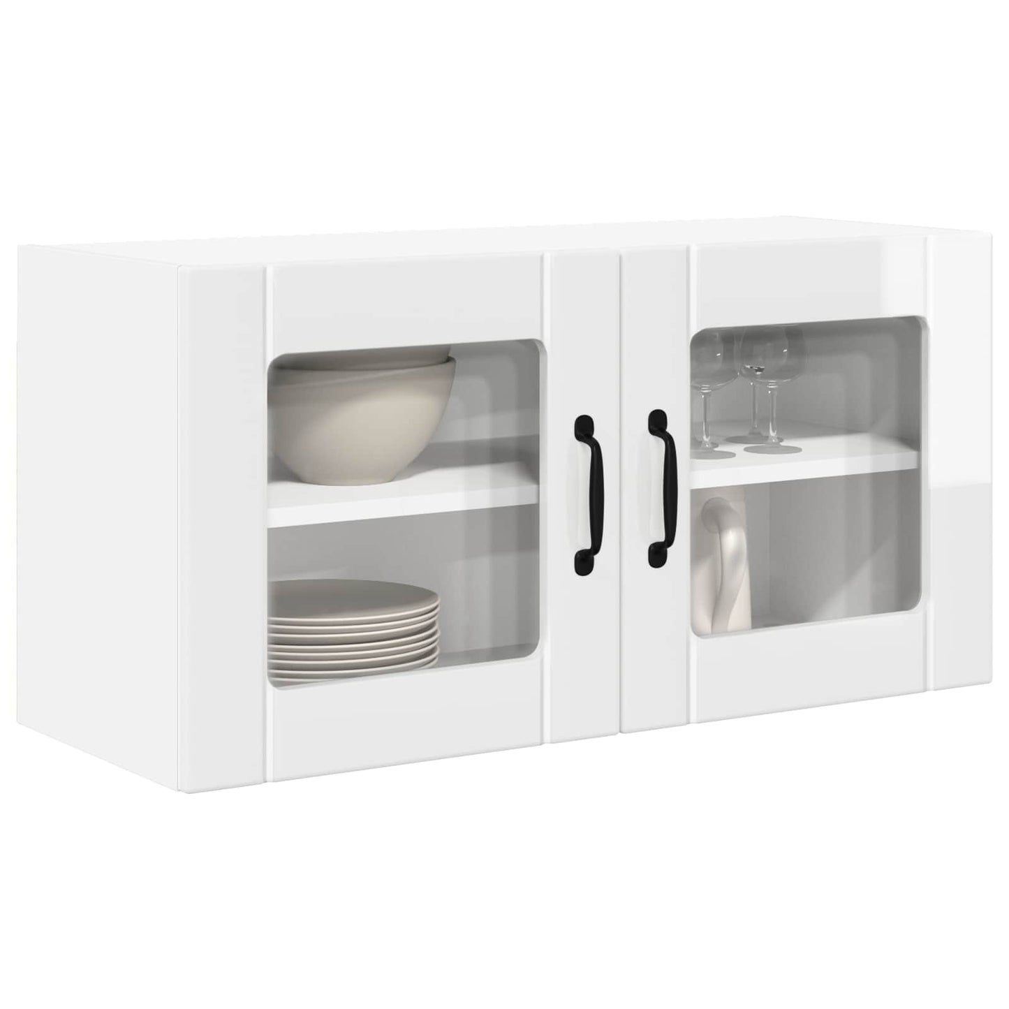 Fali üveges szekrény PORTO Magas Fényű Fehér 80 x 31 x 40 cm