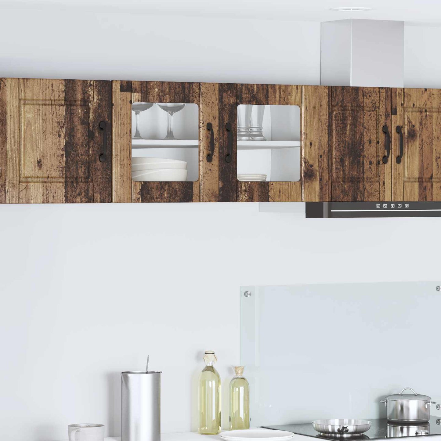 Fali üveges szekrény PORTO Öreg fa 80 x 31 x 40 cm Szerelt Fa
