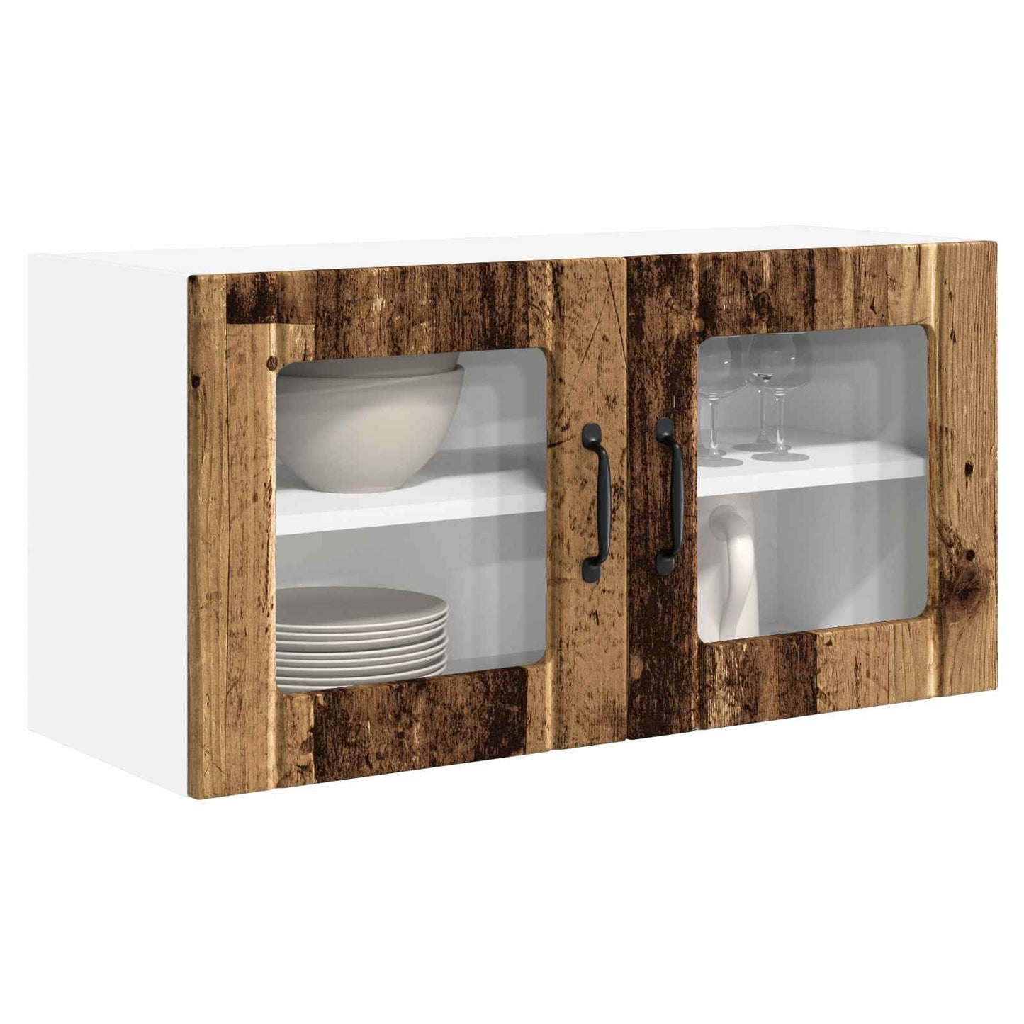 Fali üveges szekrény PORTO Öreg fa 80 x 31 x 40 cm Szerelt Fa
