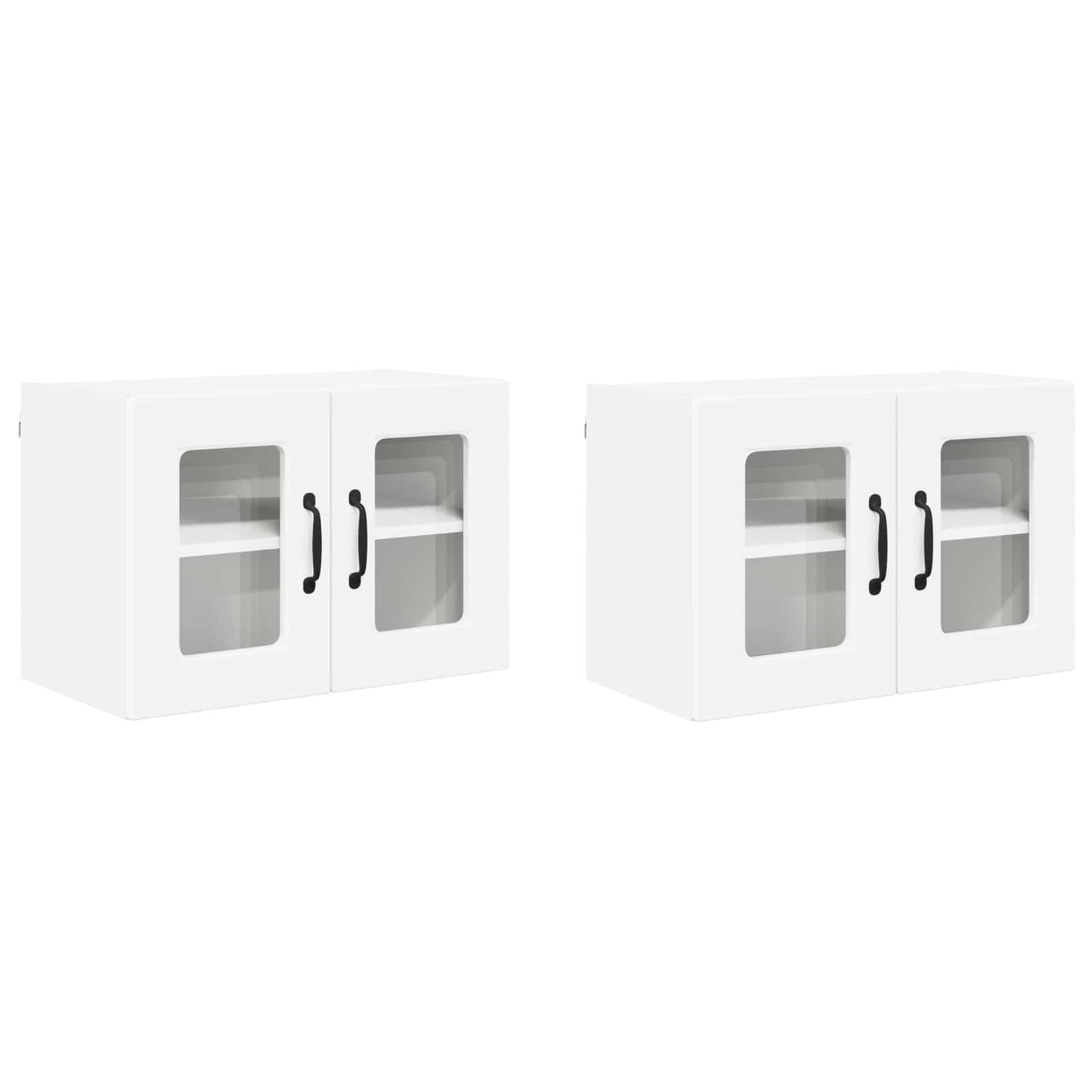 Fali üveges szekrény PORTO 2 pcs Fehér Szerelt Fa