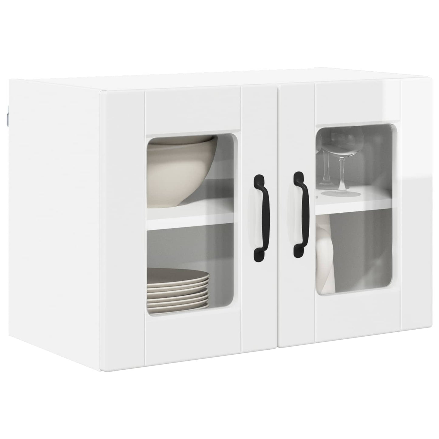Fali üveges szekrény PORTO Magas Fényű Fehér 60 x 31 x 40 cm