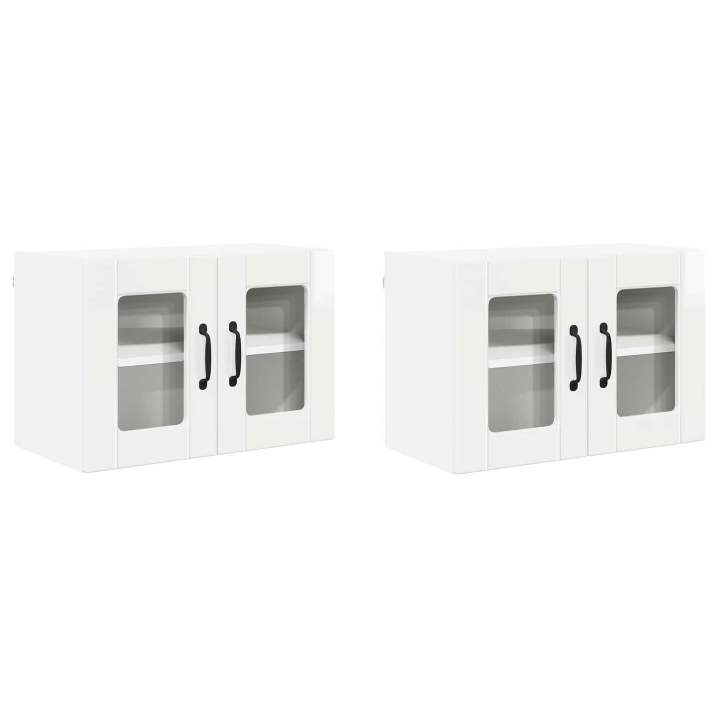 Fali üveges szekrény PORTO 2 pcs Magas Fényű Fehér Szerelt Fa