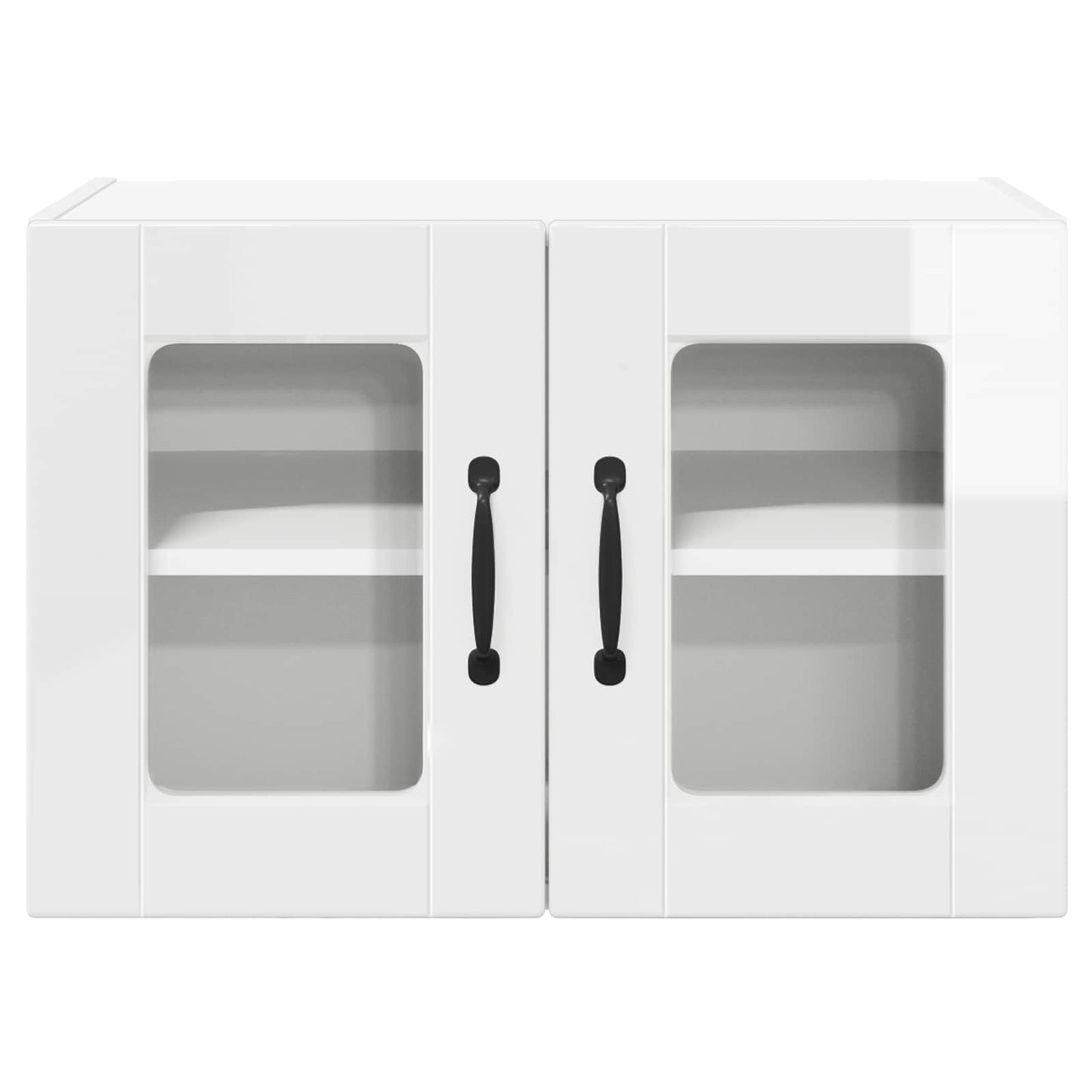 Fali üveges szekrény PORTO 2 pcs Magas Fényű Fehér Szerelt Fa