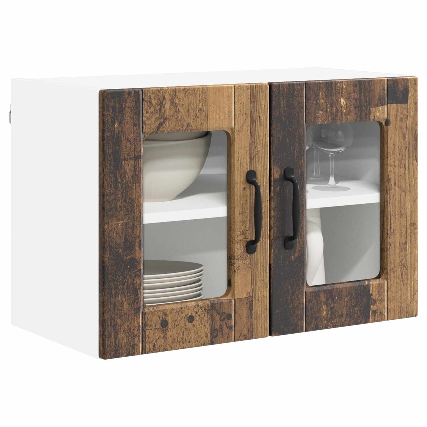 Fali üveges szekrény PORTO 2 pcs Öreg fa 60 x 31 x 40 cm