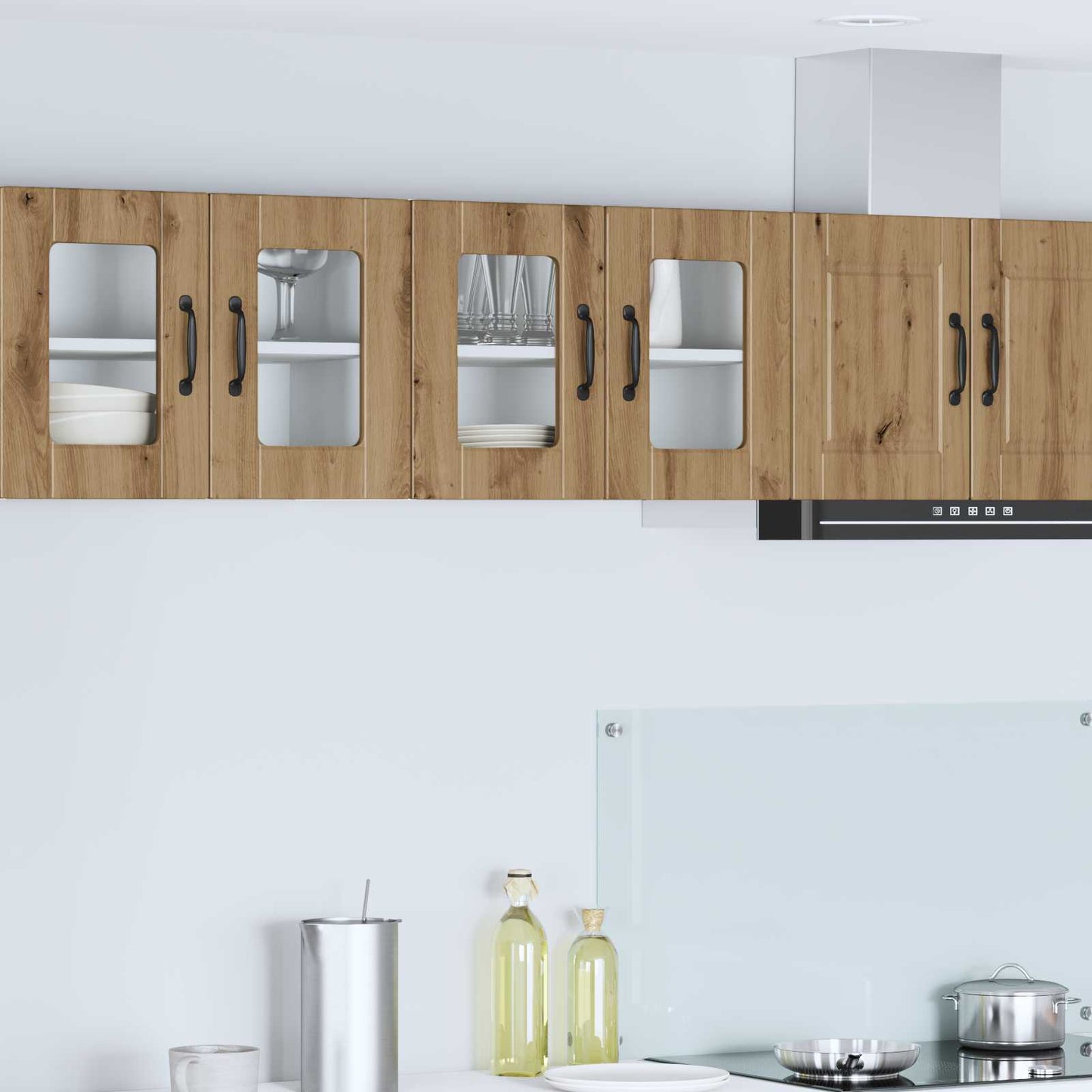 Fali üveges szekrény PORTO 2 pcs Artisan tölgy Szerelt Fa