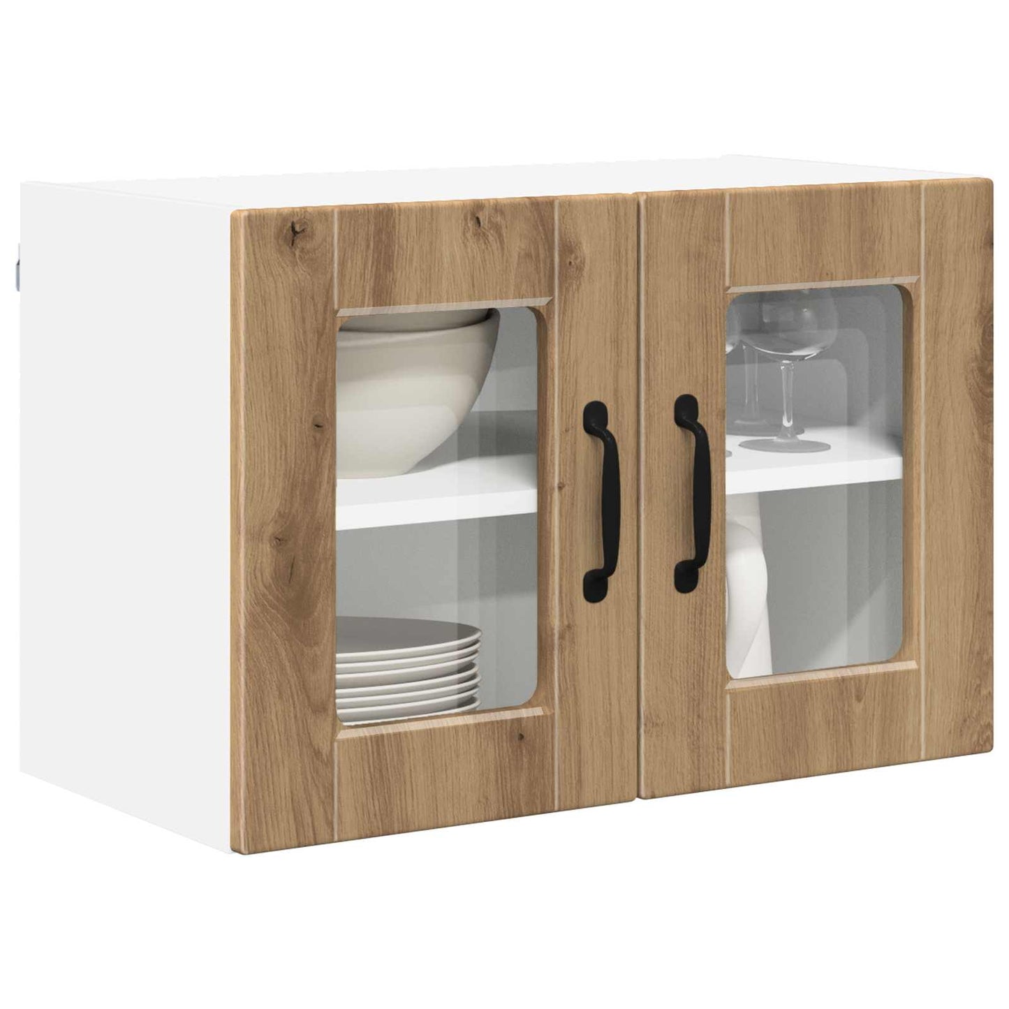 Fali üveges szekrény PORTO 2 pcs Artisan tölgy Szerelt Fa