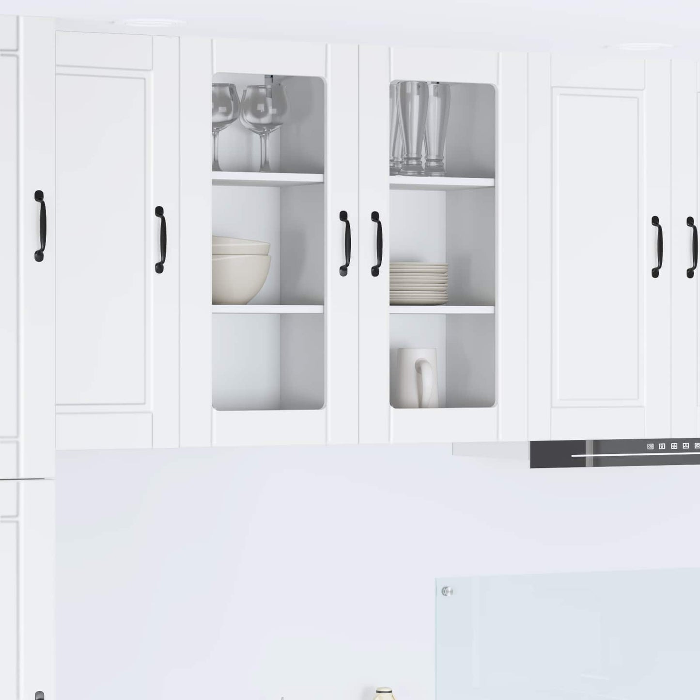 Fali üveges szekrény PORTO 2 pcs Fehér 40 x 31 x 80 cm Faanyag