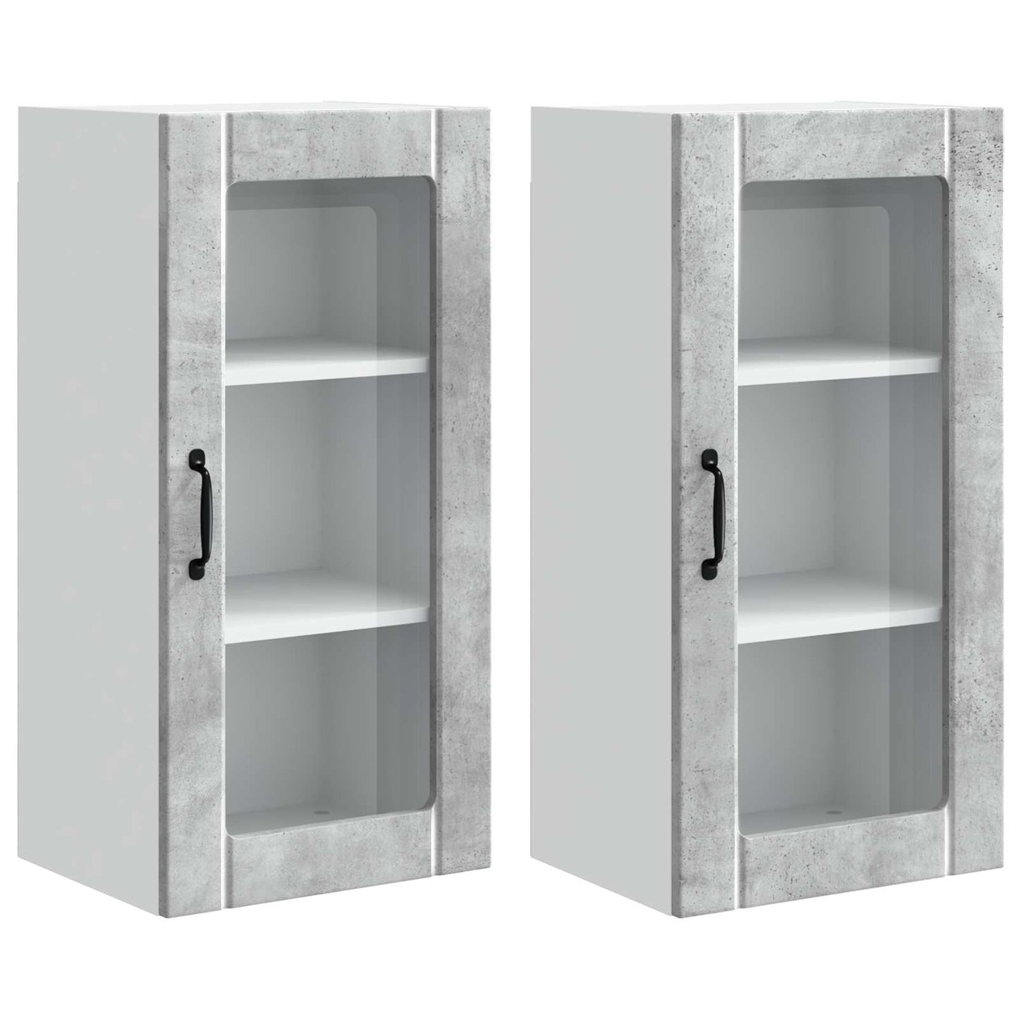 Fali üveges szekrény PORTO 2 pcs Beton Szürke Szerelt Fa