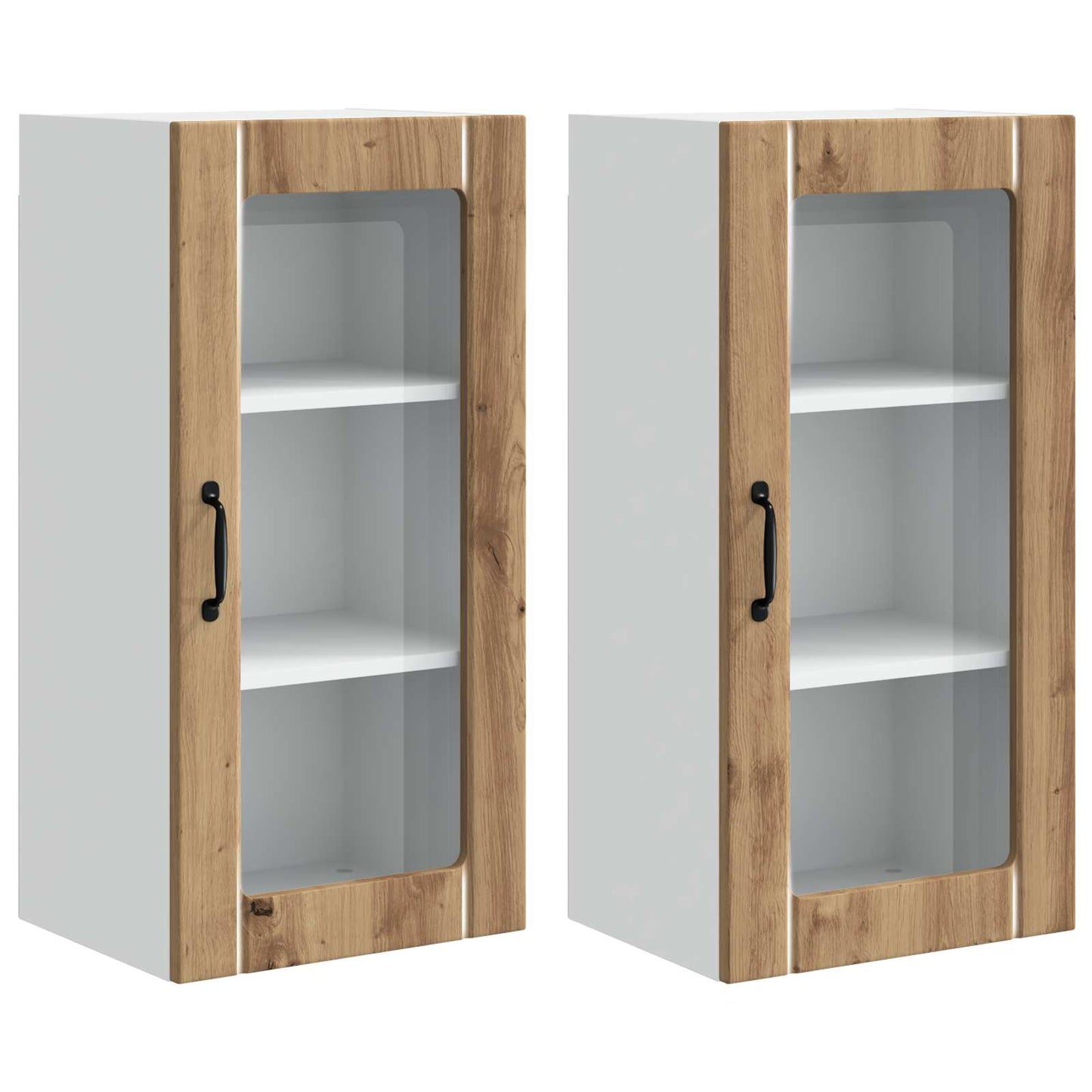 Fali üveges szekrény PORTO 2 pcs Artisan tölgy Szerelt Fa