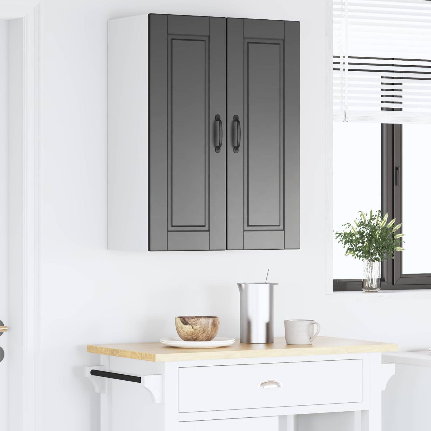 Fali Szekrény PORTO Fekete 60 x 31 x 80 cm Szerelt Fa