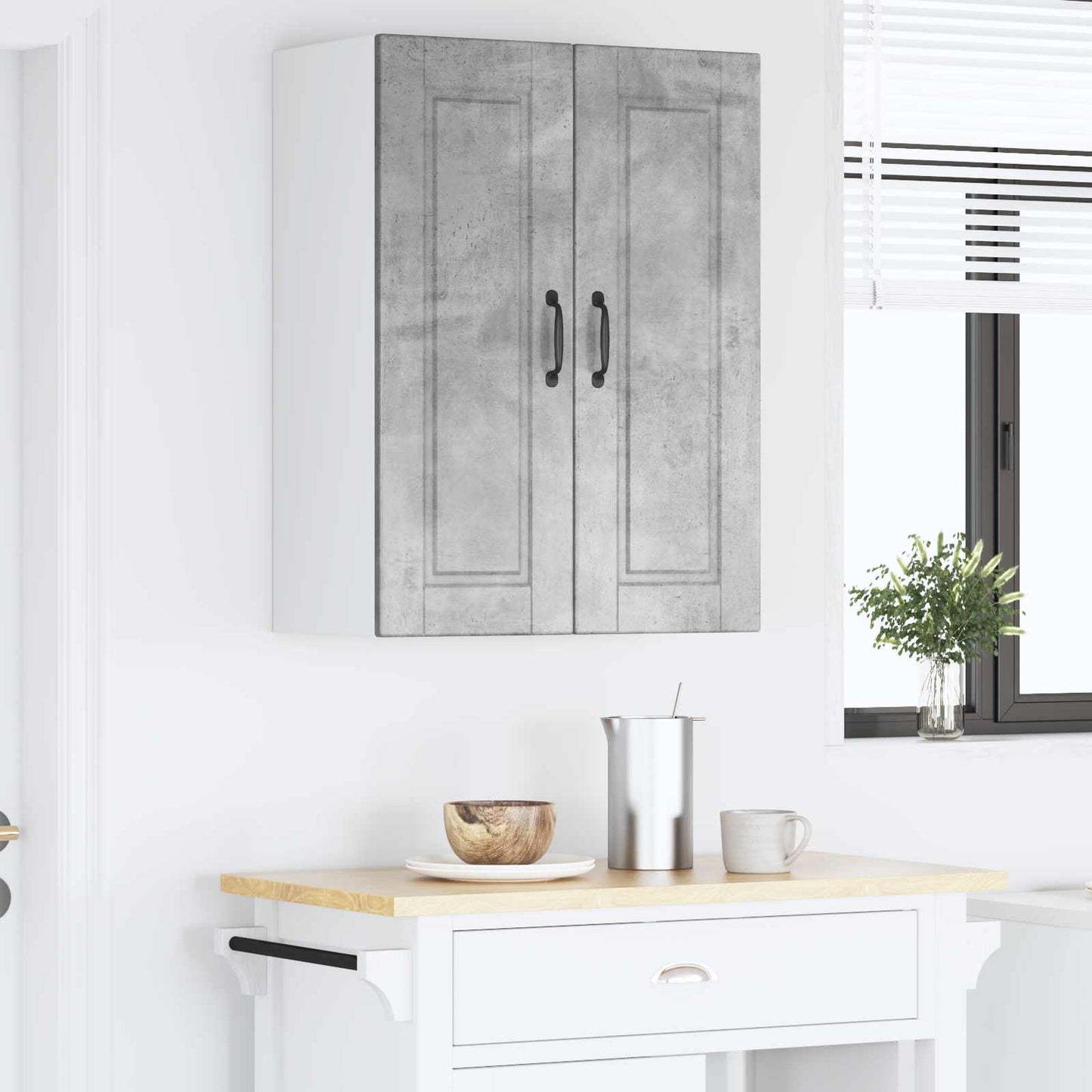 Fali Szekrény PORTO Beton Szürke 60 x 31 x 80 cm Szerelt Fa