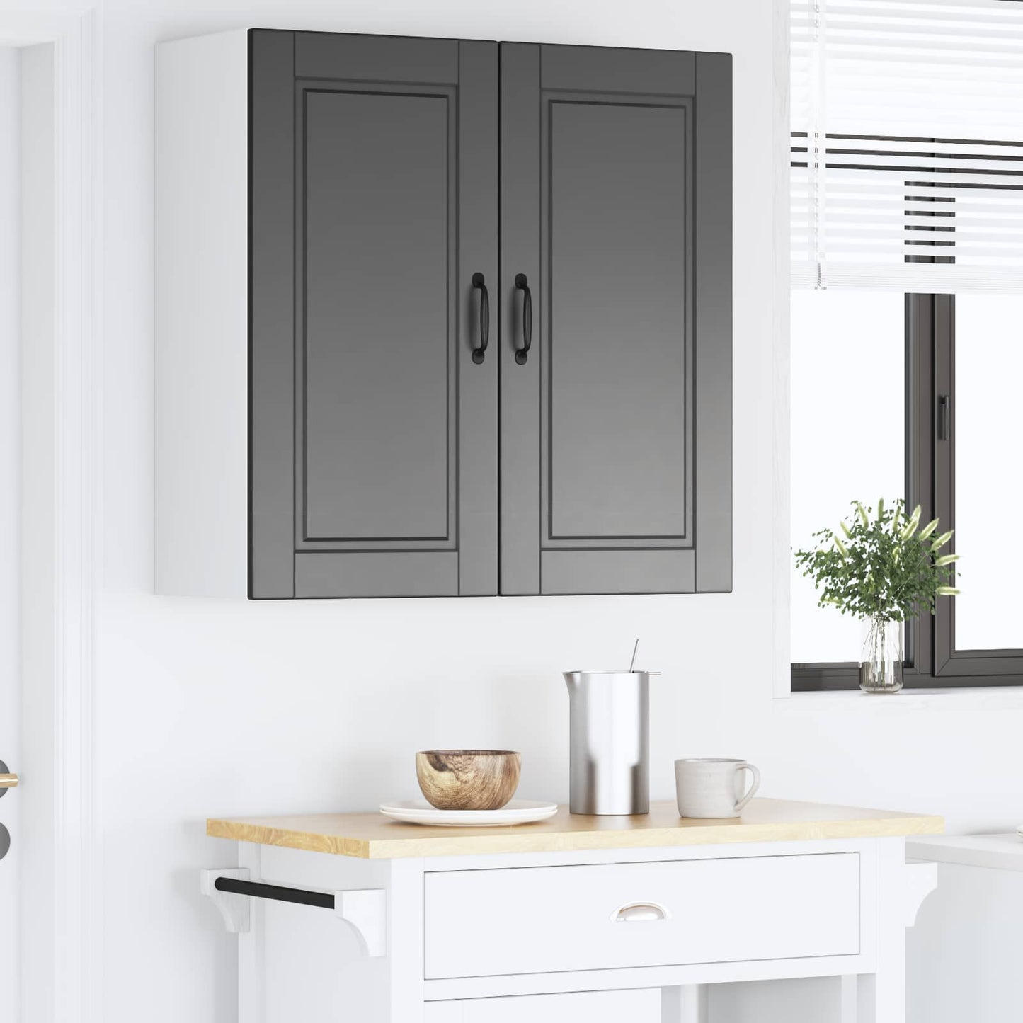 Fali Szekrény PORTO Fekete 80 x 31 x 80 cm Szerelt Fa