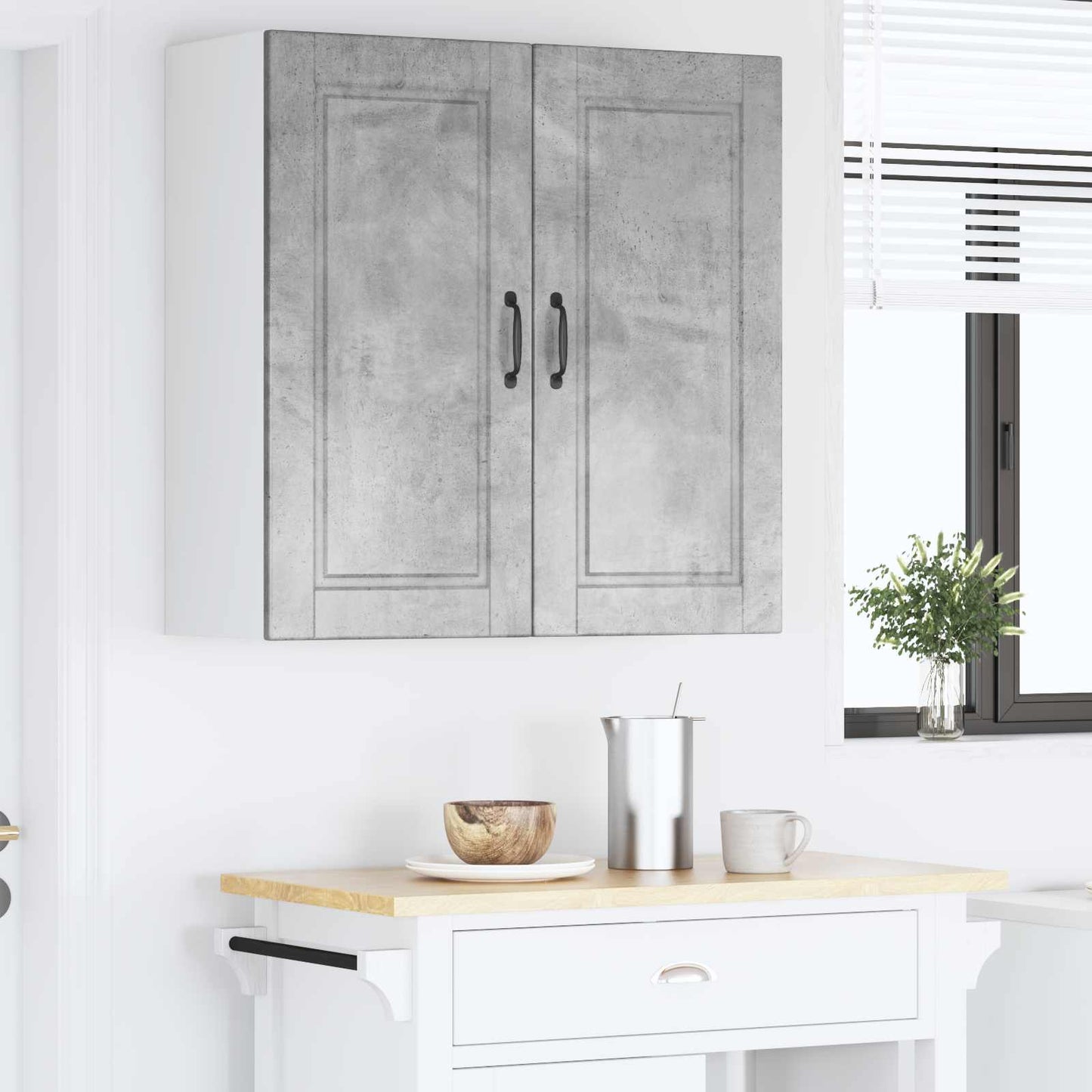 Fali Szekrény PORTO Beton Szürke 80 x 31 x 80 cm Szerelt Fa