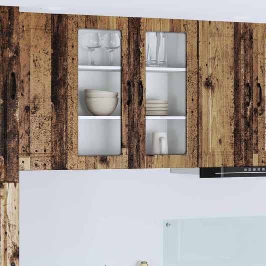 Fali üveges szekrény PORTO Öreg fa 80 x 31 x 80 cm Faanyag