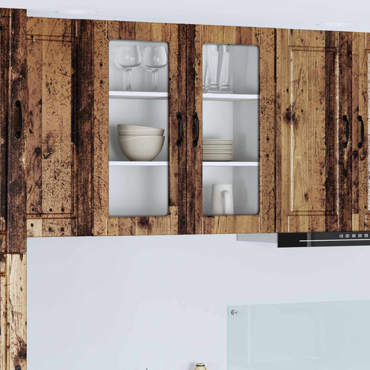 Fali üveges szekrény PORTO Öreg fa 80 x 31 x 80 cm Szerelt Fa