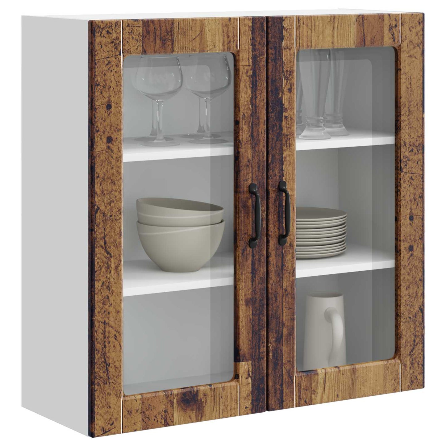 Fali üveges szekrény PORTO Öreg fa 80 x 31 x 80 cm Szerelt Fa