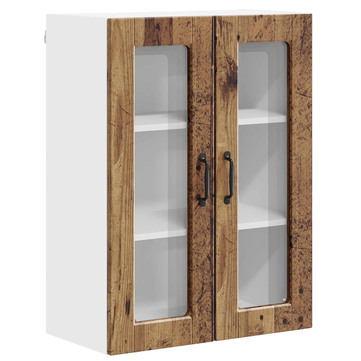 Fali üveges szekrény PORTO Öreg fa 60 x 31 x 80 cm Szerelt Fa