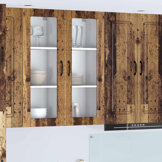 Fali üveges szekrény PORTO Öreg fa 40 x 31 x 100 cm Faanyag