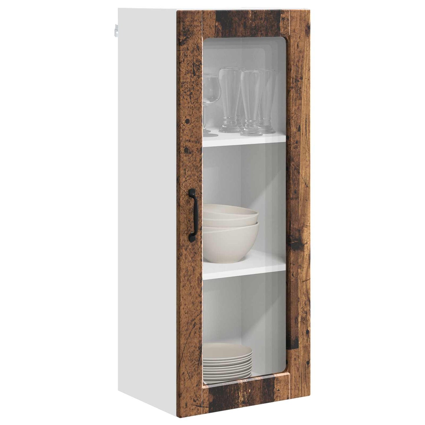 Fali üveges szekrény PORTO Öreg fa 40 x 31 x 100 cm Szerelt Fa