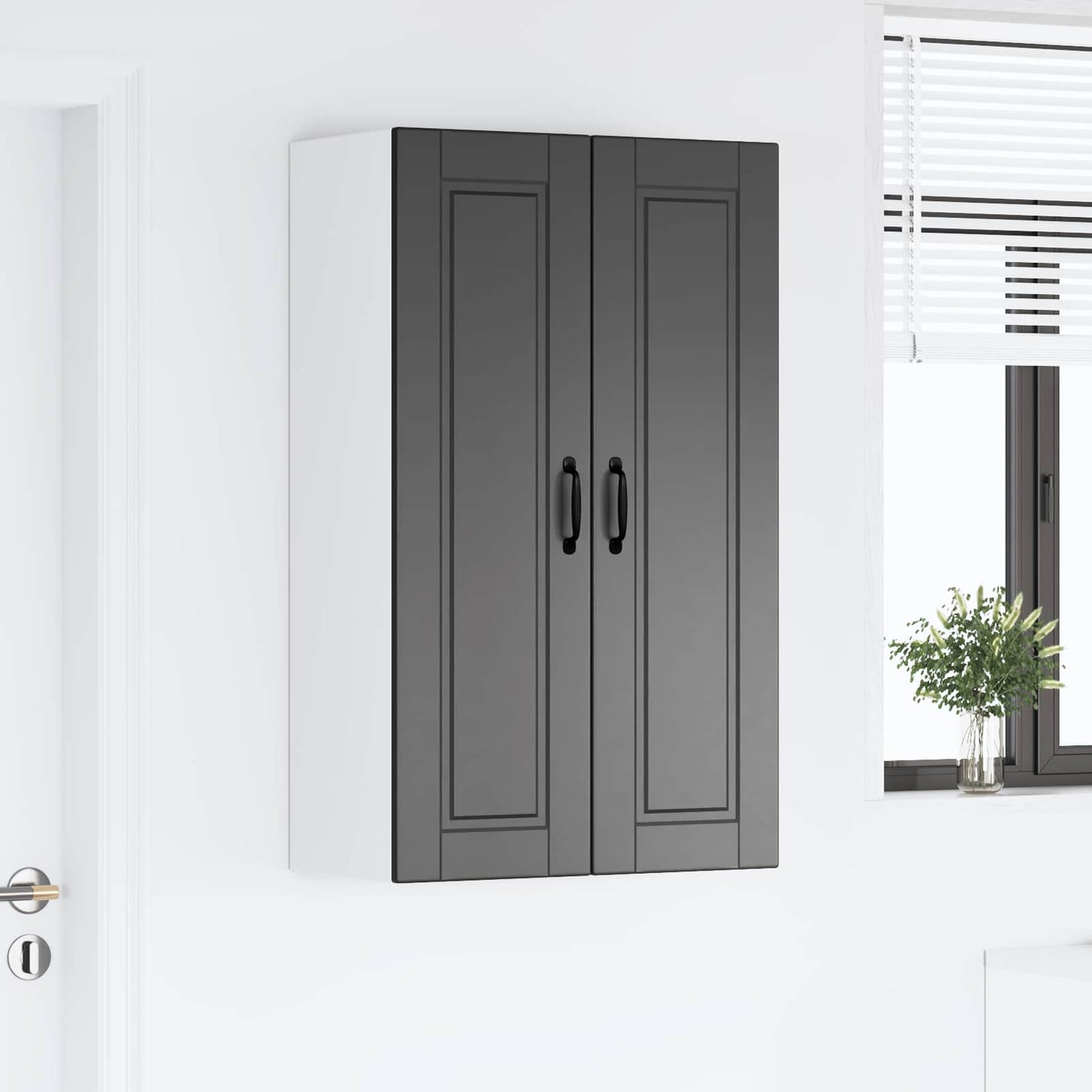 Fali Szekrény PORTO Fekete 60 x 31 x 100 cm Szerelt Fa