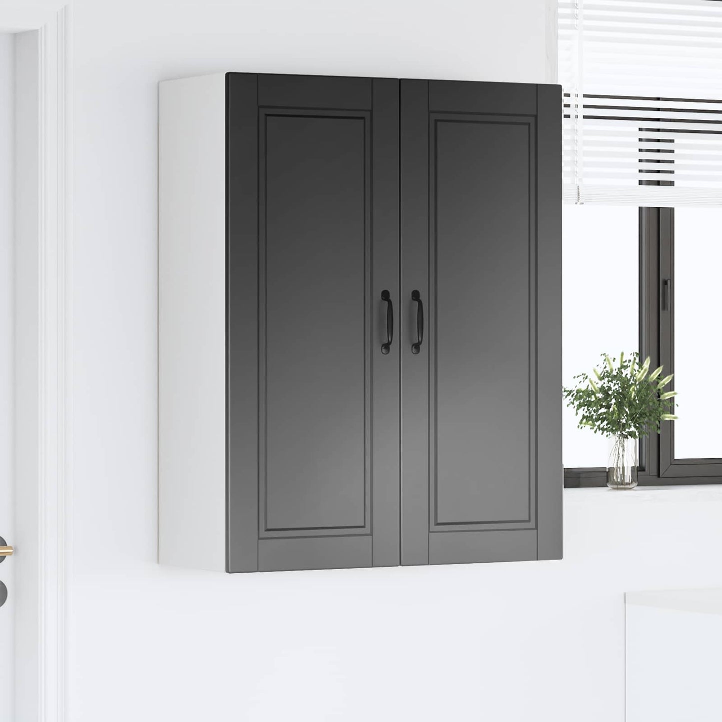 Fali Szekrény PORTO Fekete 80 x 31 x 100 cm Szerelt Fa