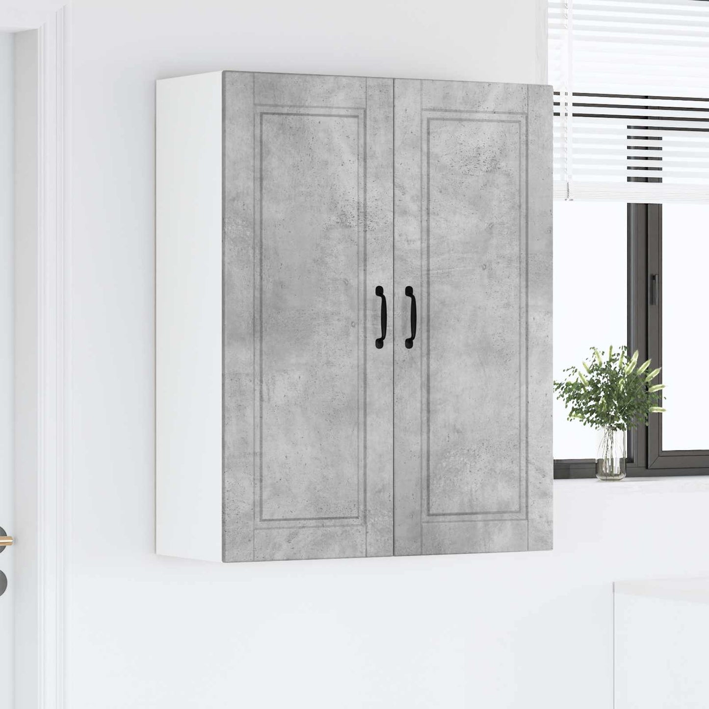 Fali Szekrény PORTO Beton Szürke 80 x 31 x 100 cm Szerelt Fa