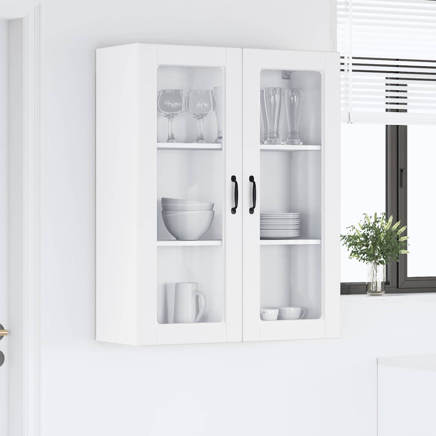 Fali üveges szekrény PORTO Fehér 80 x 31 x 100 cm Szerelt Fa