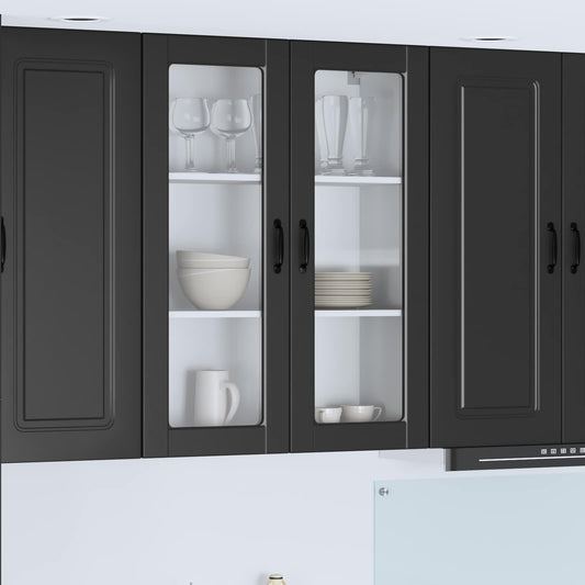 Fali üveges szekrény PORTO Fekete 80 x 31 x 100 cm Faanyag