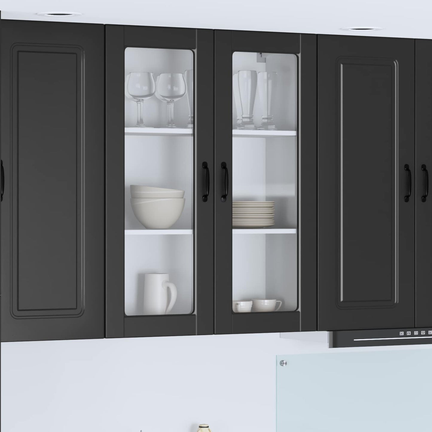 Fali üveges szekrény PORTO Fekete 80 x 31 x 100 cm Szerelt Fa