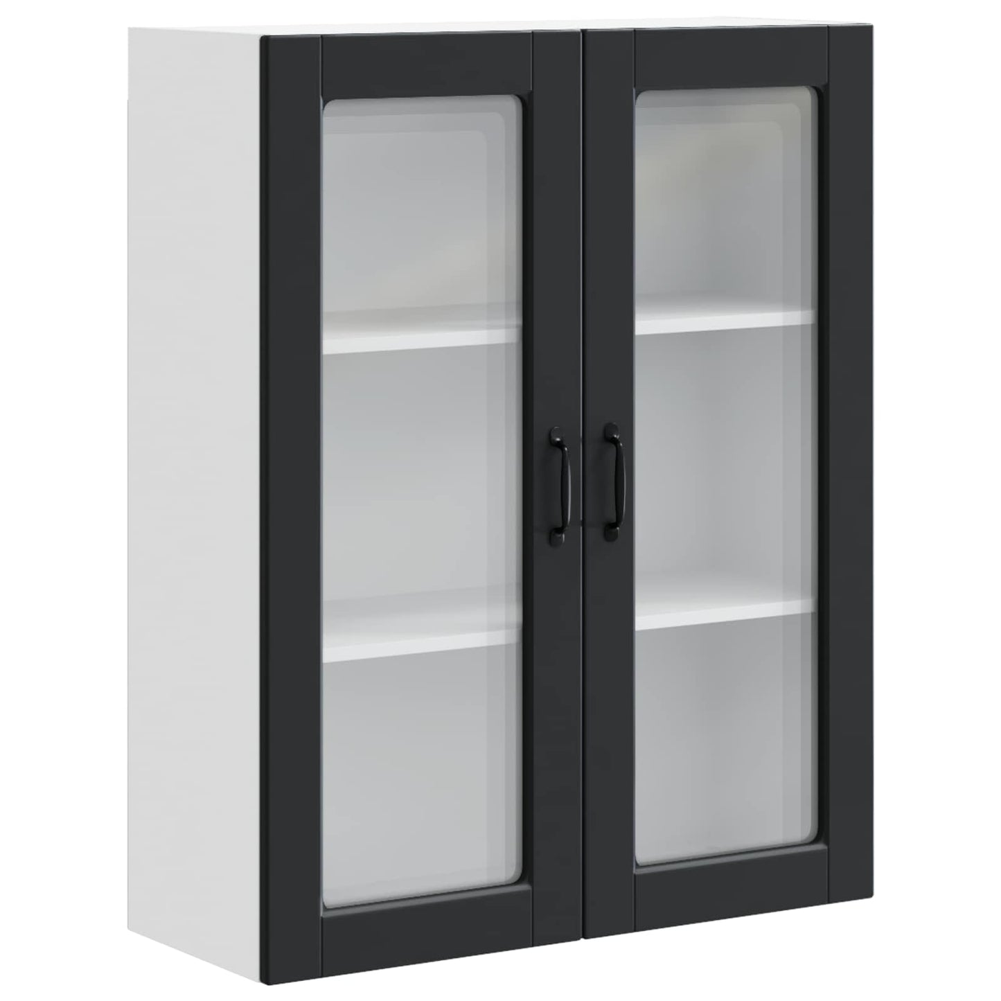 Fali üveges szekrény PORTO Fekete 80 x 31 x 100 cm Szerelt Fa