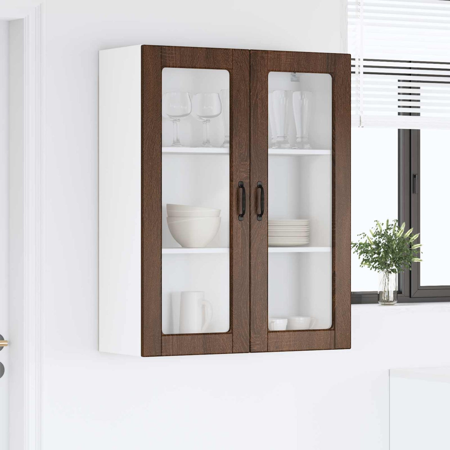 Fali üveges szekrény PORTO Barna Tölgy 80 x 31 x 100 cm