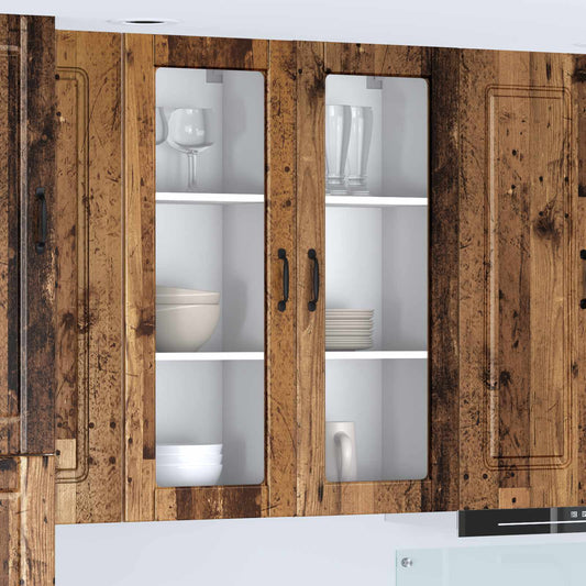 Fali üveges szekrény PORTO Öreg fa 80 x 31 x 100 cm Szerelt Fa
