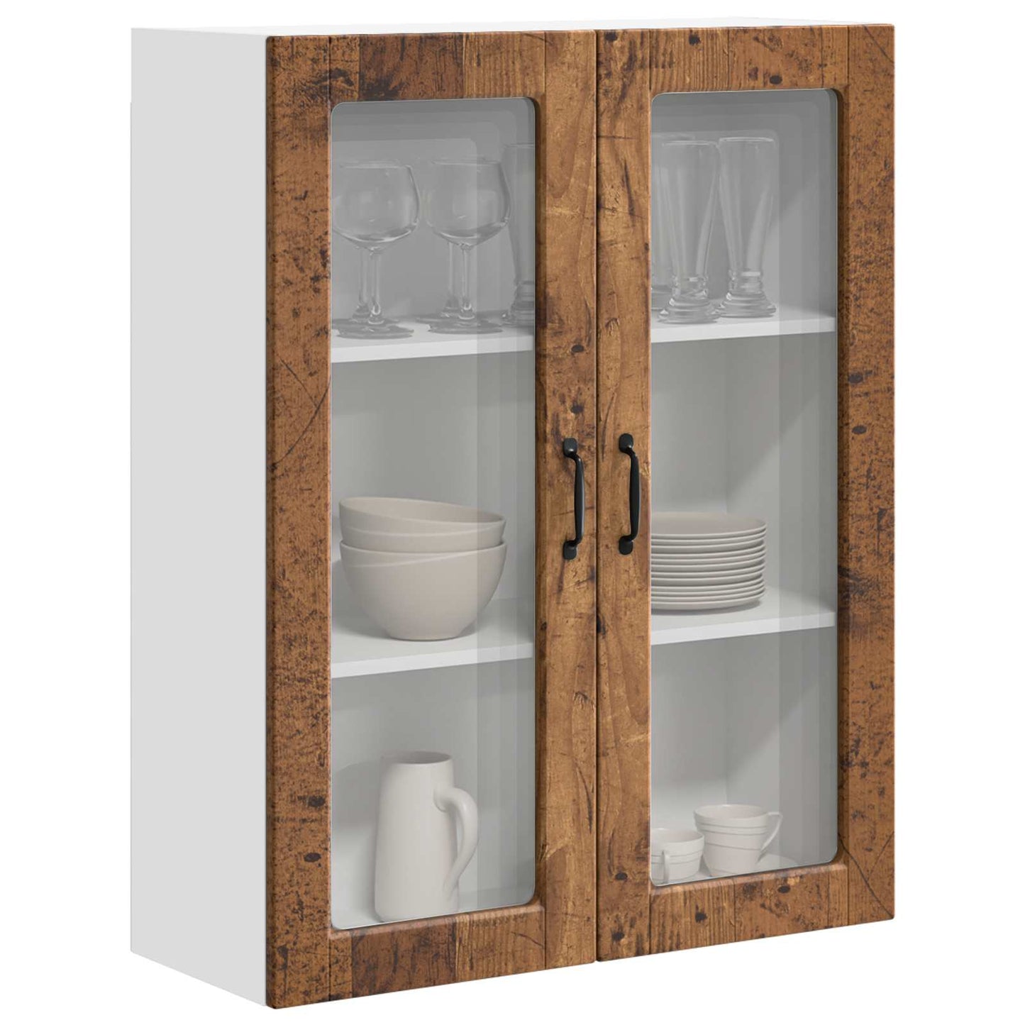 Fali üveges szekrény PORTO Öreg fa 80 x 31 x 100 cm Szerelt Fa