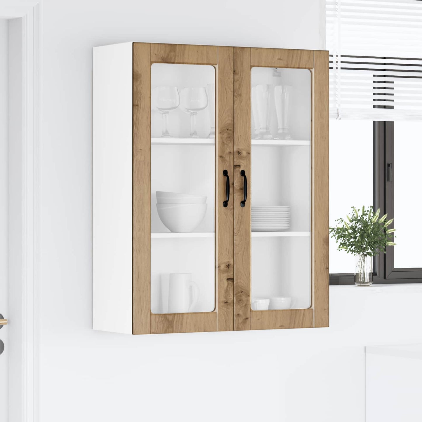 Fali üveges szekrény PORTO Artisan tölgy 80 x 31 x 100 cm